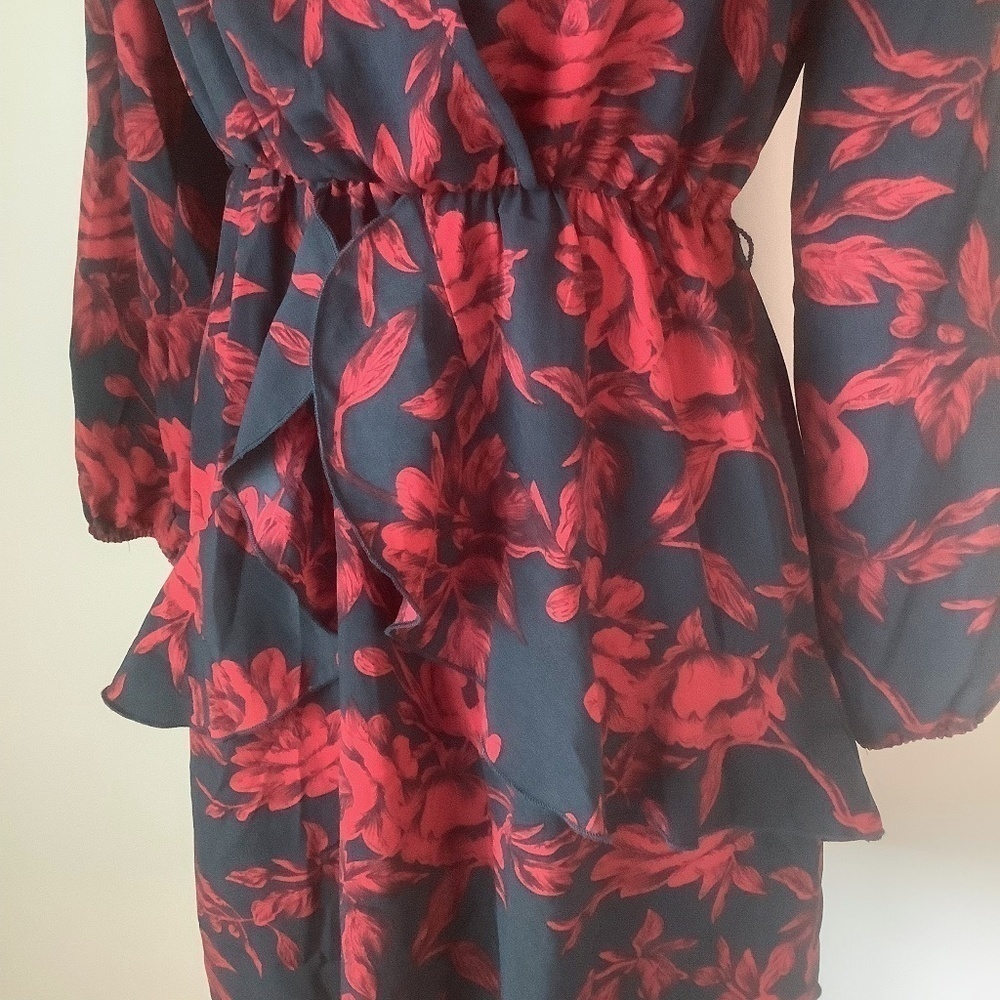 NEW Women Dress V Neck Floral Mini Party Dress‎ M - Picture 7 of 14